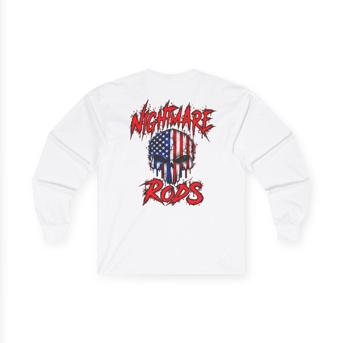Nightmare Rods American Flag Skull Long Sleeve Tee