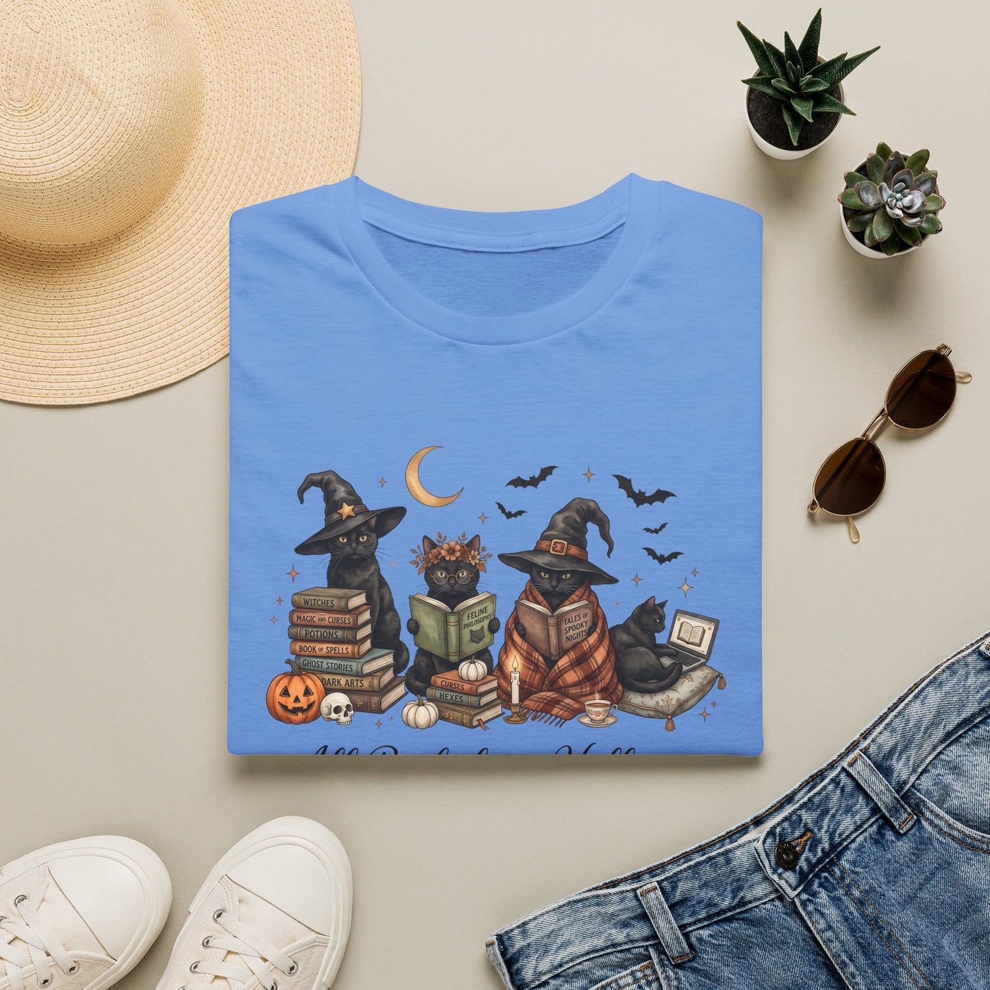 Halloween Reading Cats T-Shirt