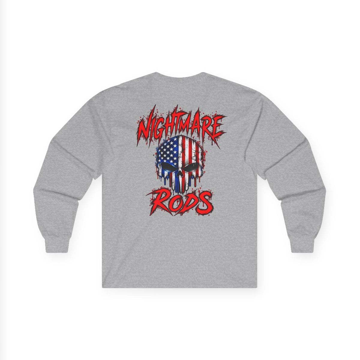 Nightmare Rods American Flag Skull Long Sleeve Tee