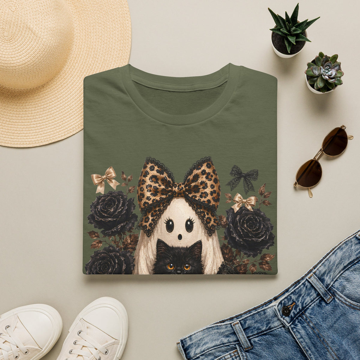 Leopard Bow Ghost Tee