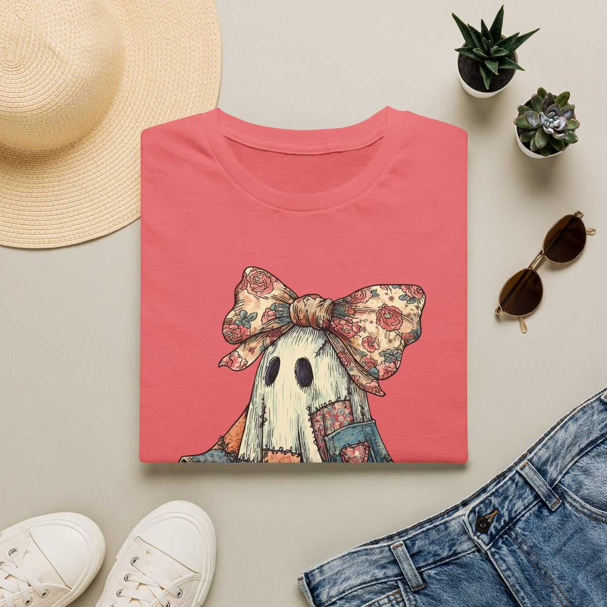 Ghost Floral Bow Halloween Tee