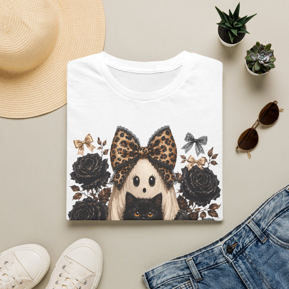 Leopard Bow Ghost Tee
