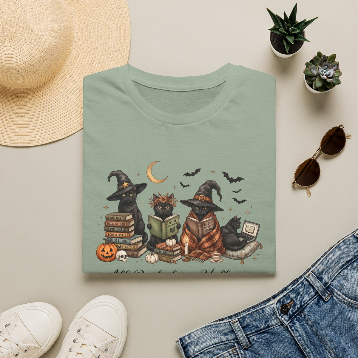 Halloween Reading Cats T-Shirt