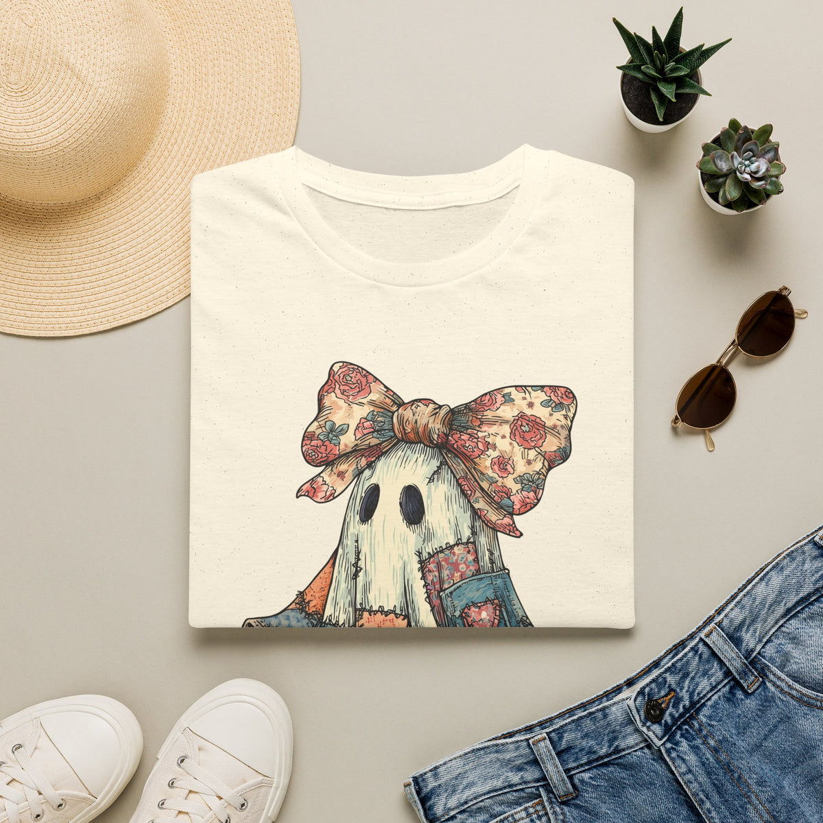 Ghost Floral Bow Halloween Tee