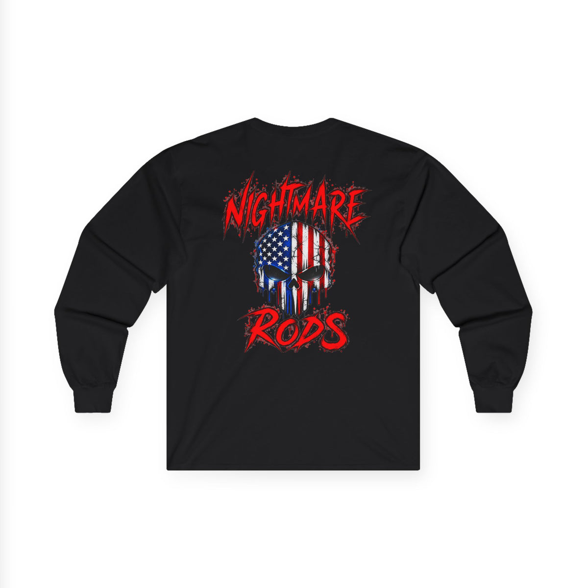 Nightmare Rods American Flag Skull Long Sleeve Tee