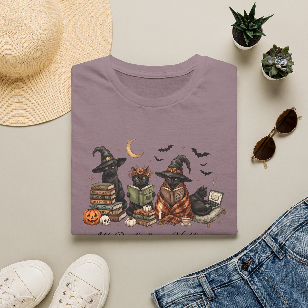 Halloween Reading Cats T-Shirt
