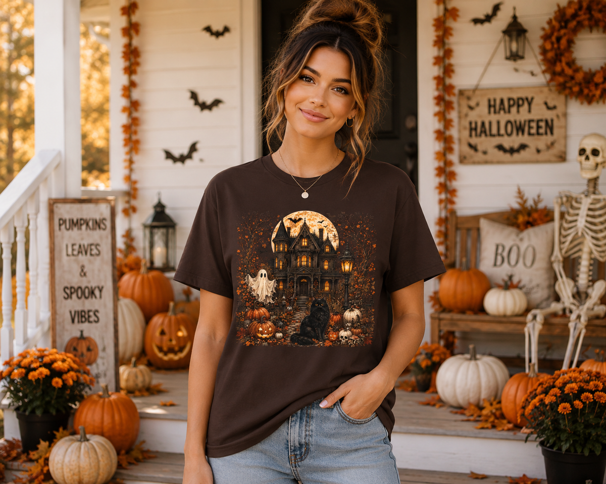 Haunted Victorian House Halloween T‑Shirt