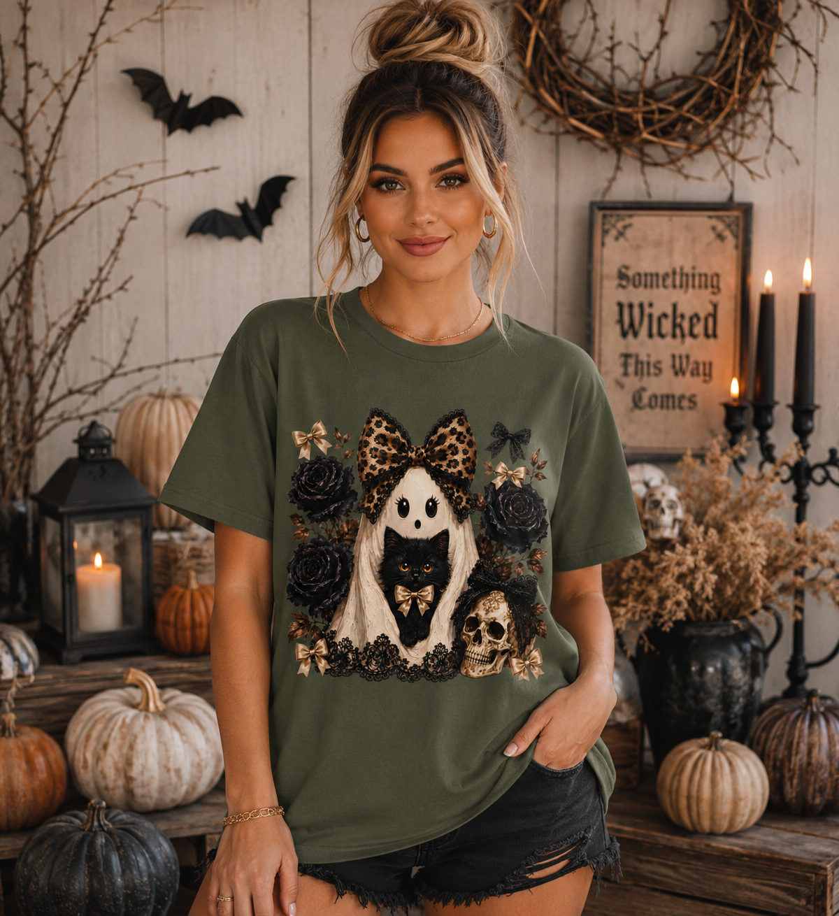 Leopard Bow Ghost Tee
