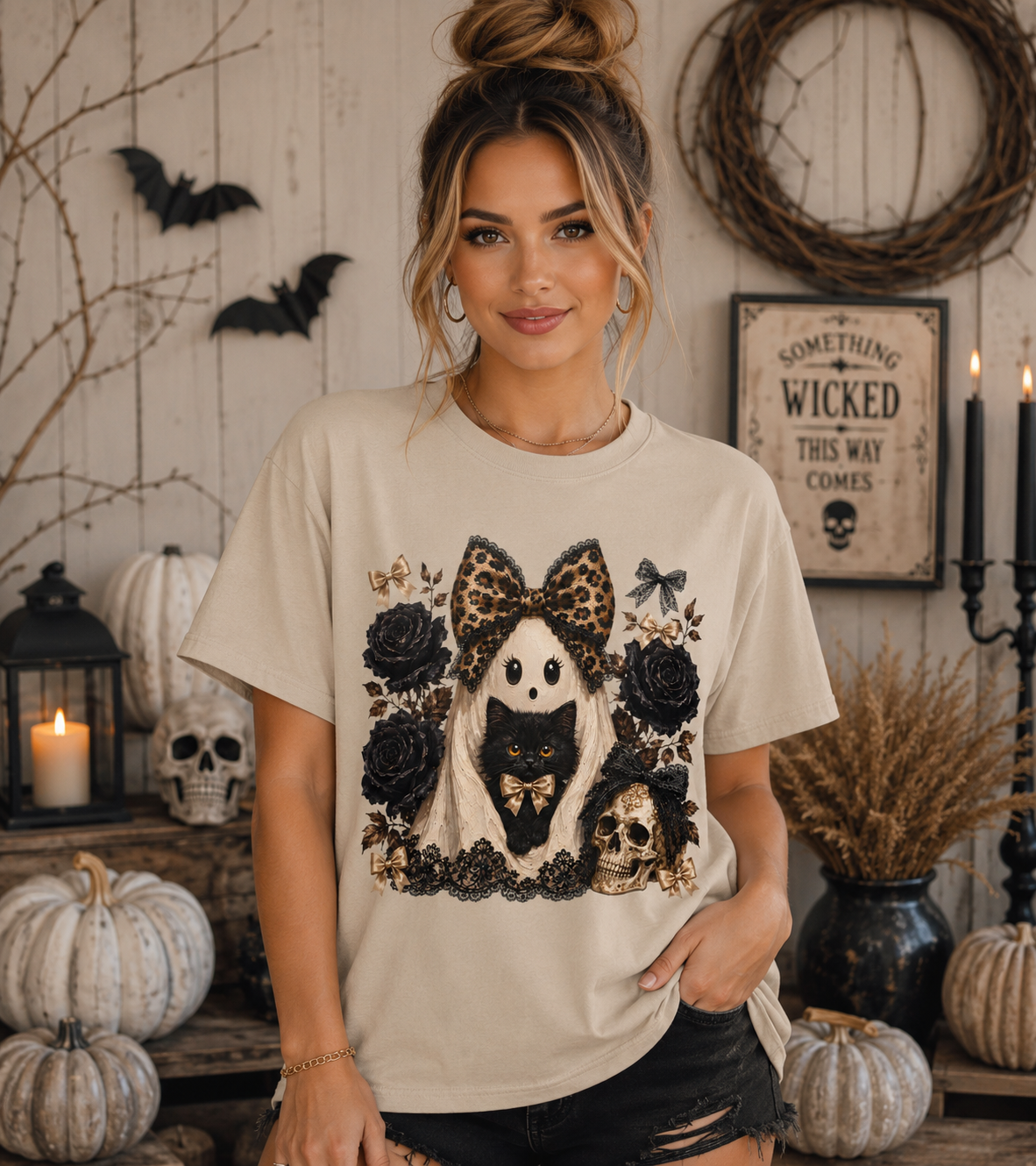 Leopard Bow Ghost Tee