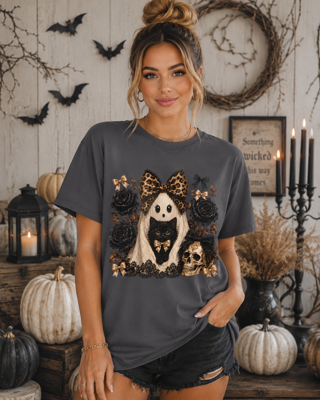 Leopard Bow Ghost Tee