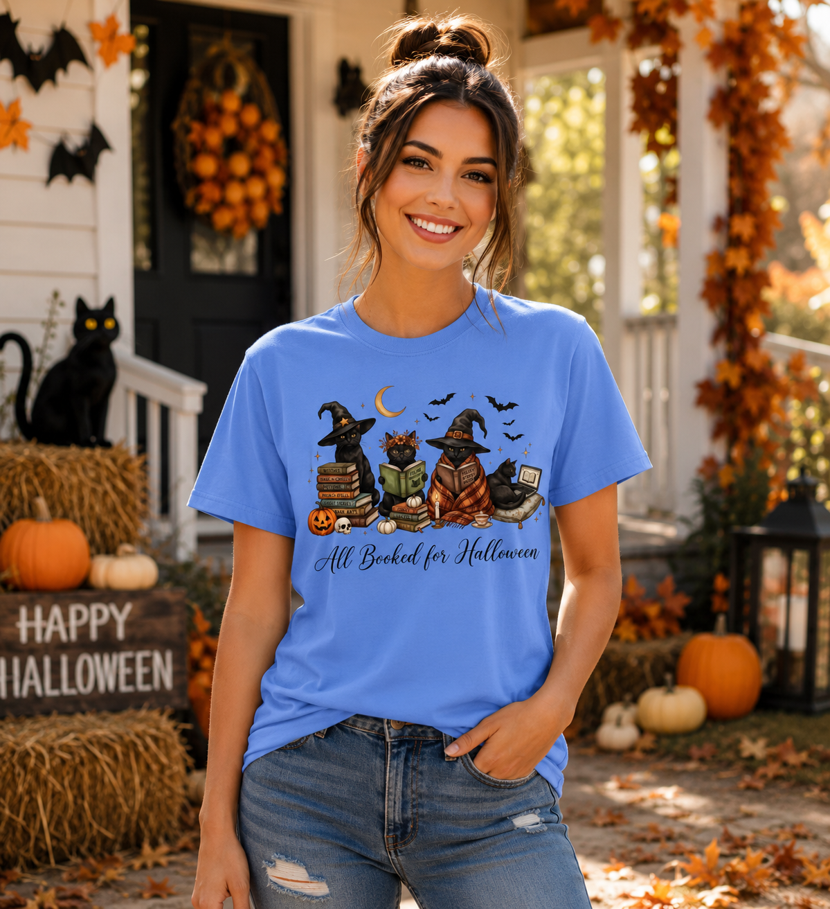 Halloween Reading Cats T-Shirt
