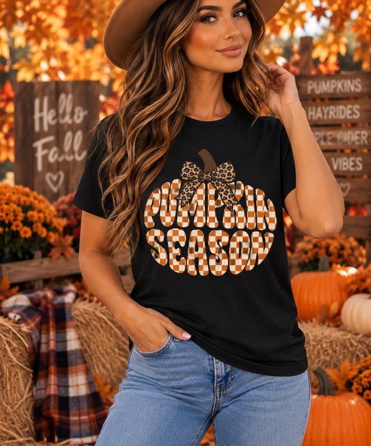 Buffalo Check Pumpkin Season T‑Shirt