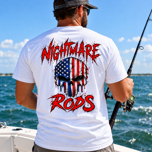 Nightmare Rods American Flag Skull T-Shirt
