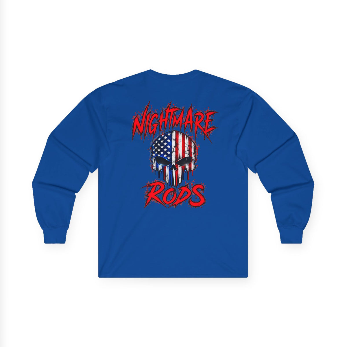 Nightmare Rods American Flag Skull Long Sleeve Tee