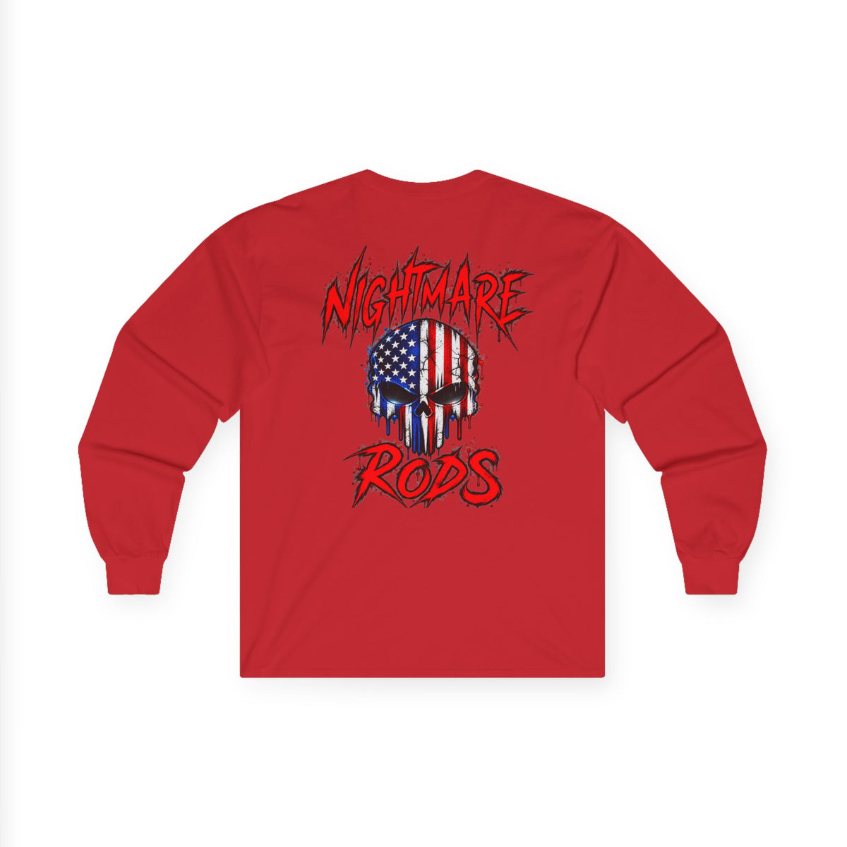 Nightmare Rods American Flag Skull Long Sleeve Tee