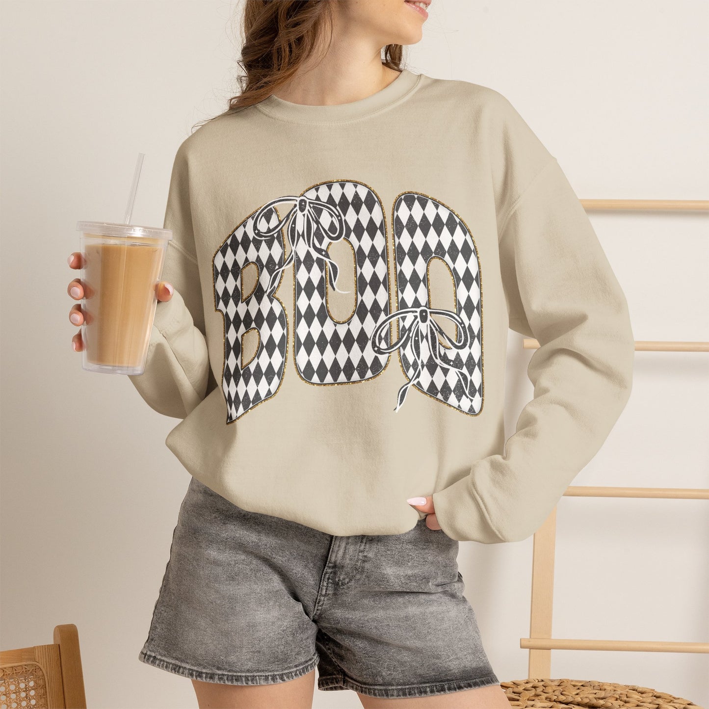 Checkerboard Boo Sweatshirt